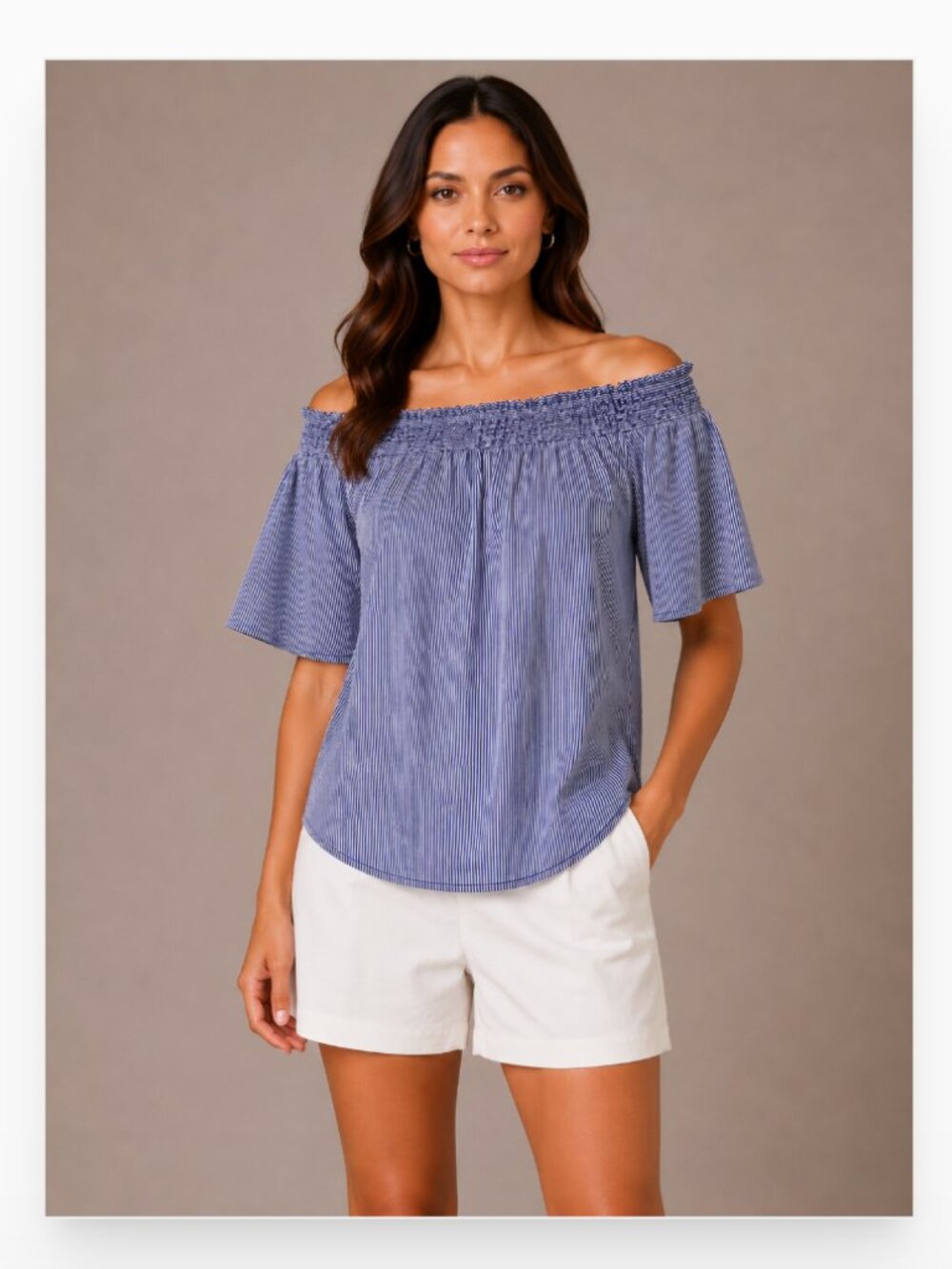 7th Avenue Design Studio Off Shoulder Striped Top Size Medium VGUC